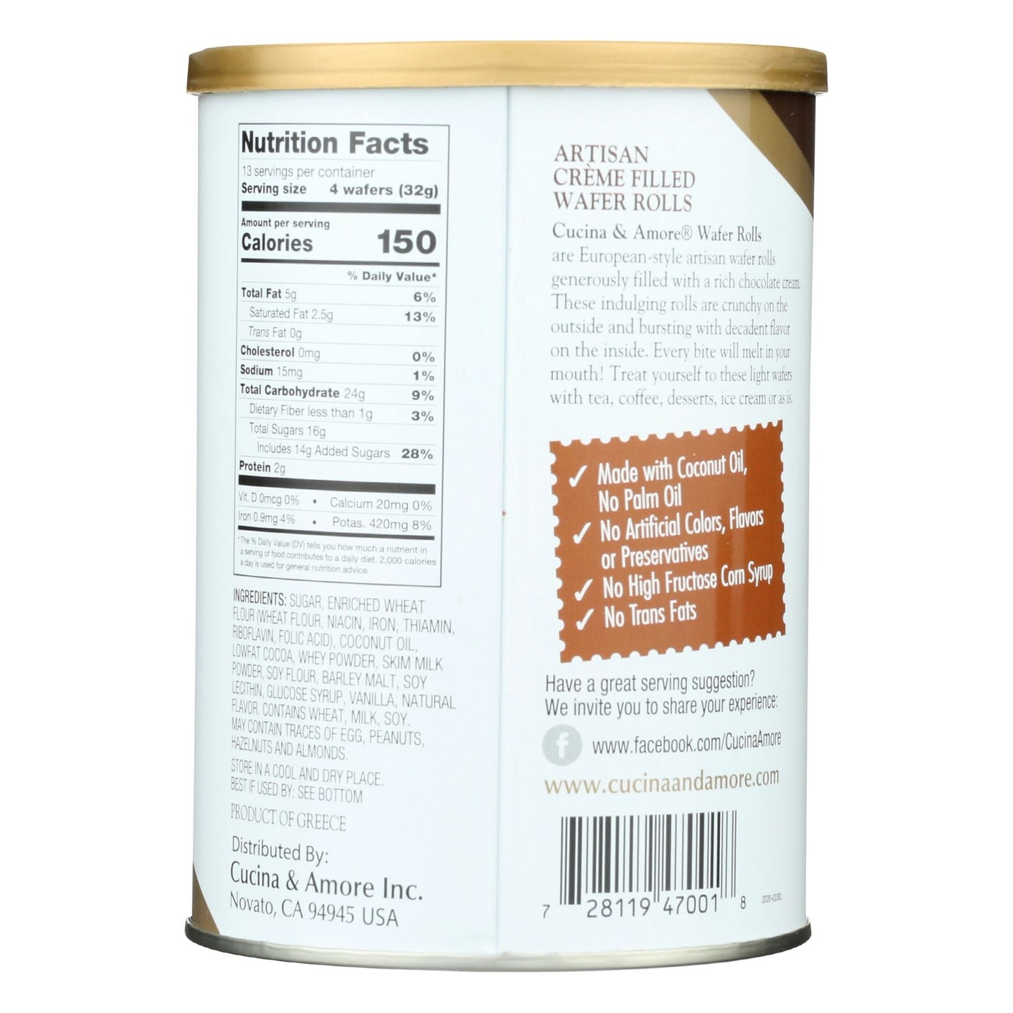 Chocolate Wafer Rolls - 4 Pack