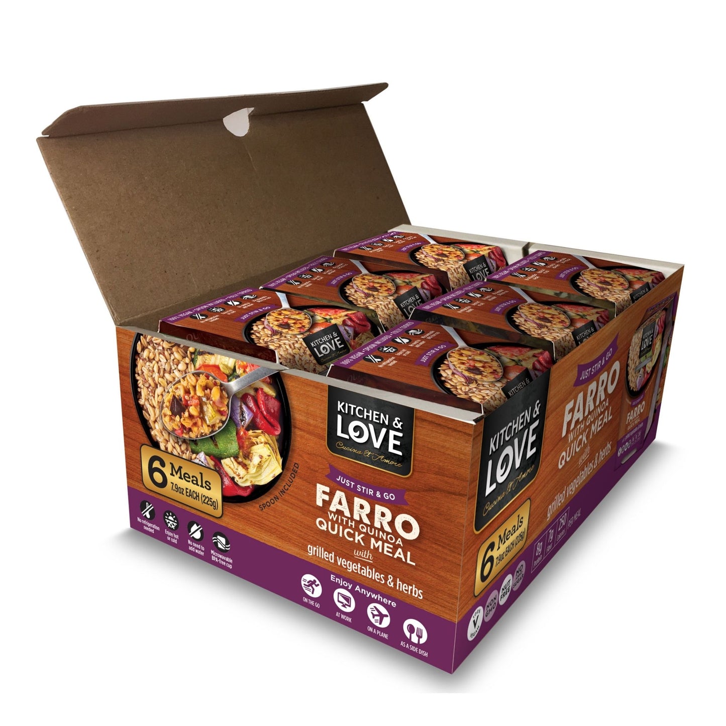 Grilled Vegetables & Herbs Farro Quick Cups - 6 Pack