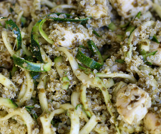 Pesto Chicken Quinoa with Zoodles