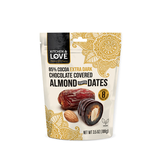 Dark Chocolate Covered Almond Stuffed Dates - 4 Pack