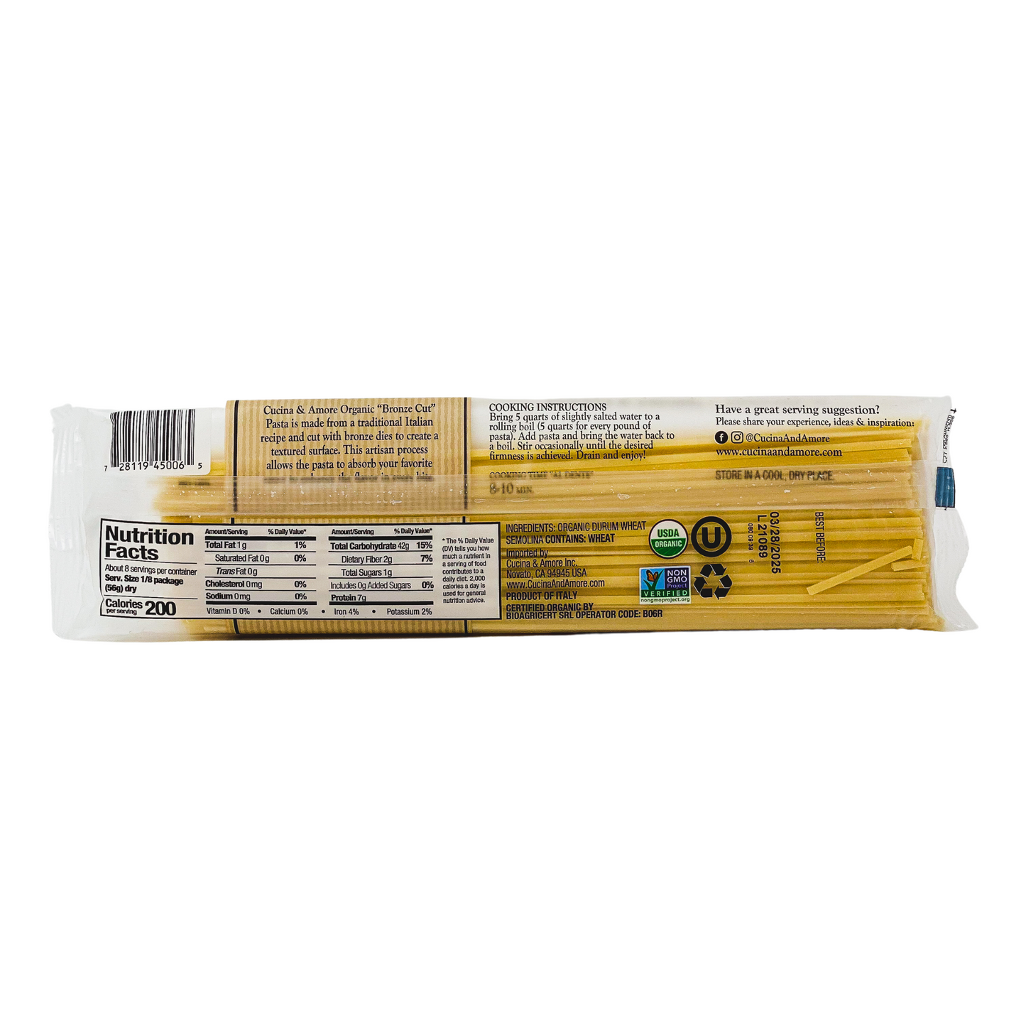 Organic Bronze-Cut Linguine Pasta - 4 Pack