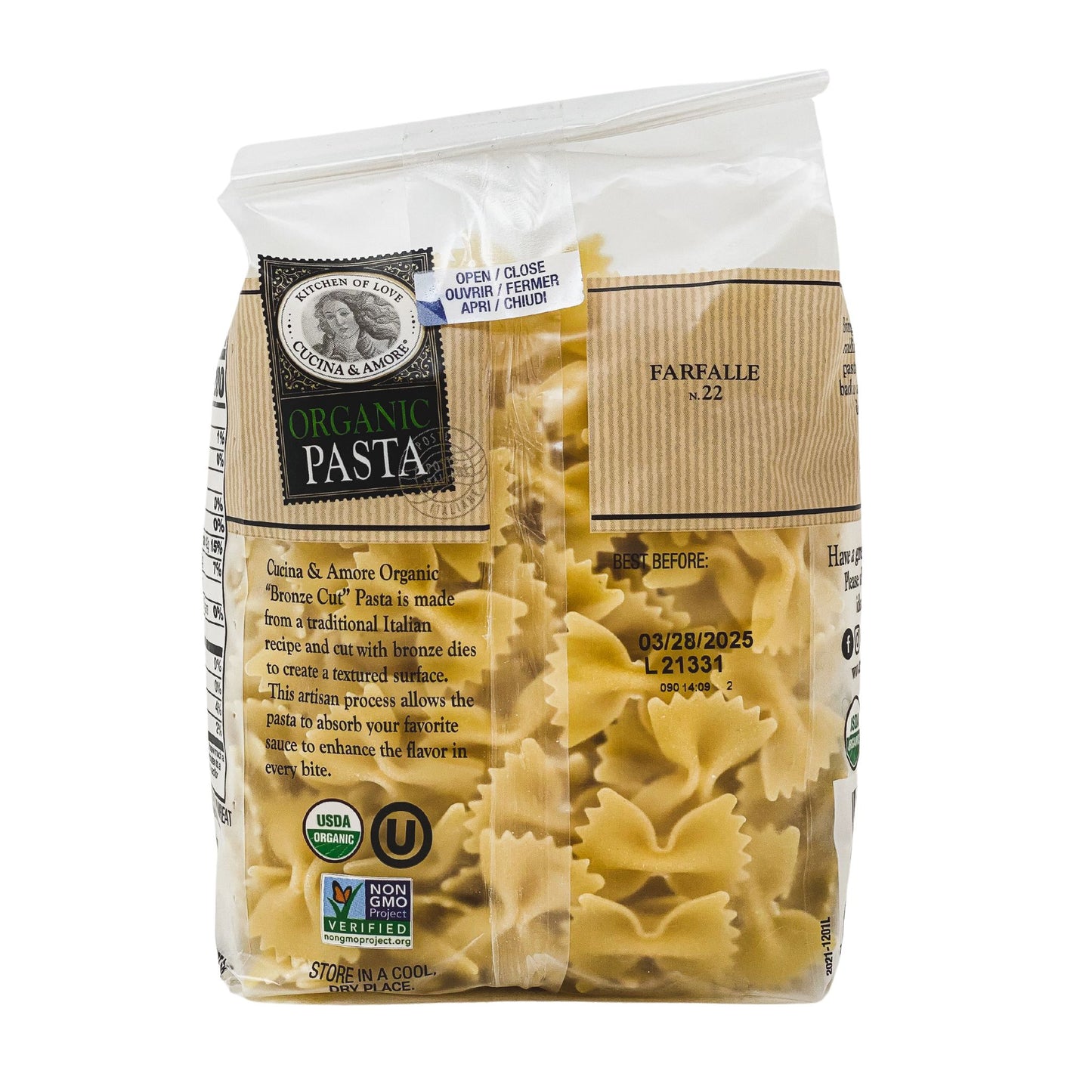 Organic Bronze-Cut Farfalle Pasta - 4 Pack