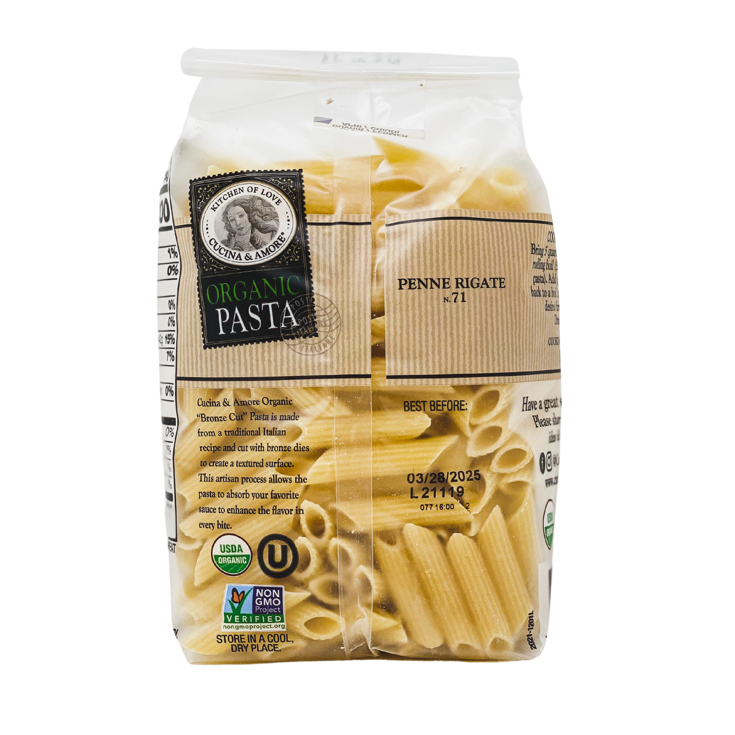 Organic Bronze-Cut Penne Rigate Pasta - 4 Pack