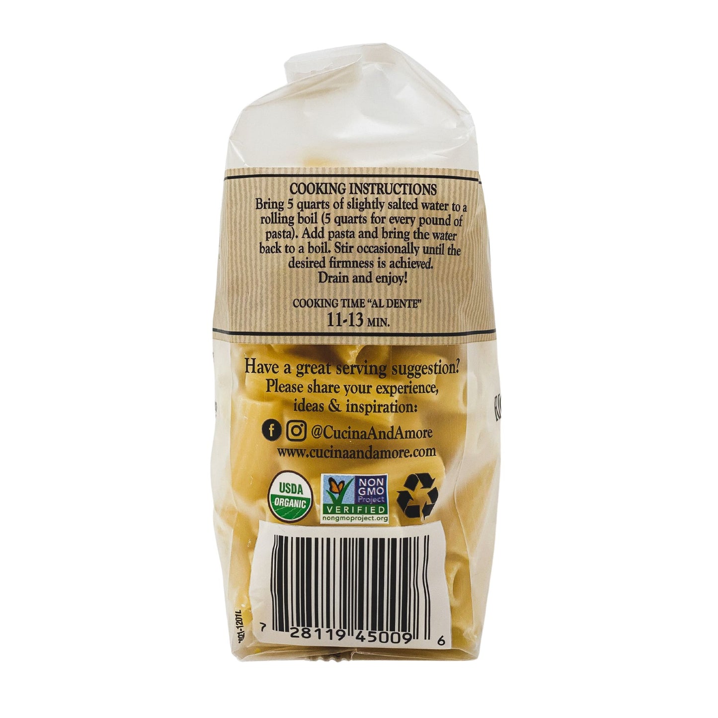 Organic Bronze-Cut Rigatoni Pasta - 4 Pack