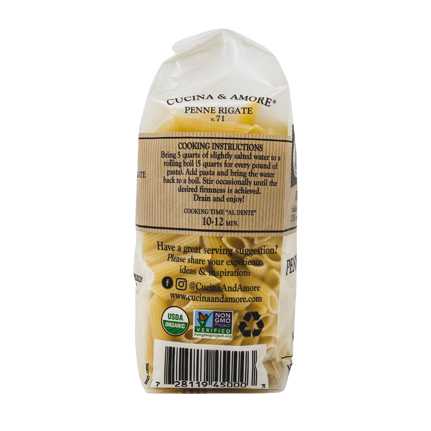 Organic Bronze-Cut Penne Rigate Pasta - 4 Pack